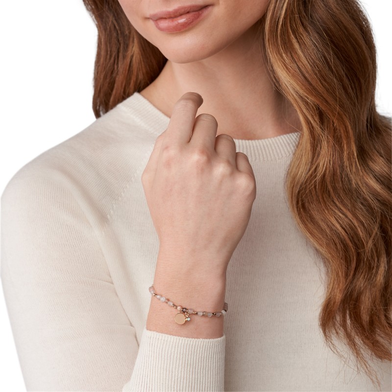 Bracelet Fossil acier doré rose