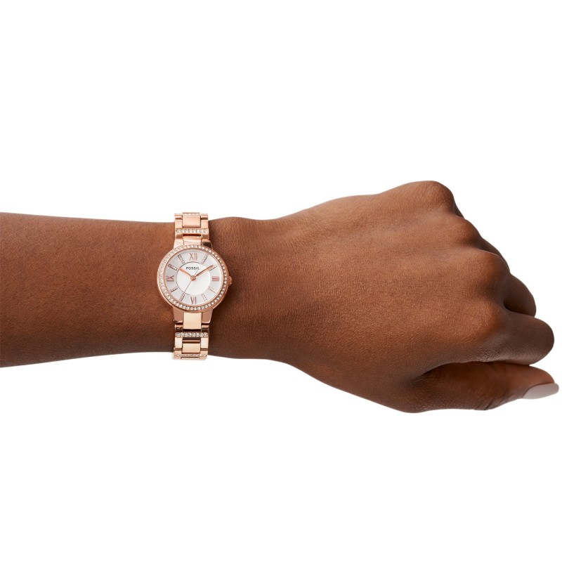 Montre analogique Fossil collection Virginia bracelet acier argenté