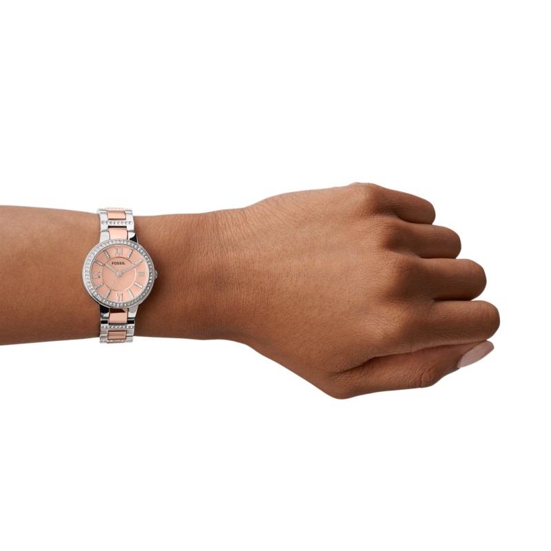 Montre analogique Fossil collection Virginia bracelet acier bicolore