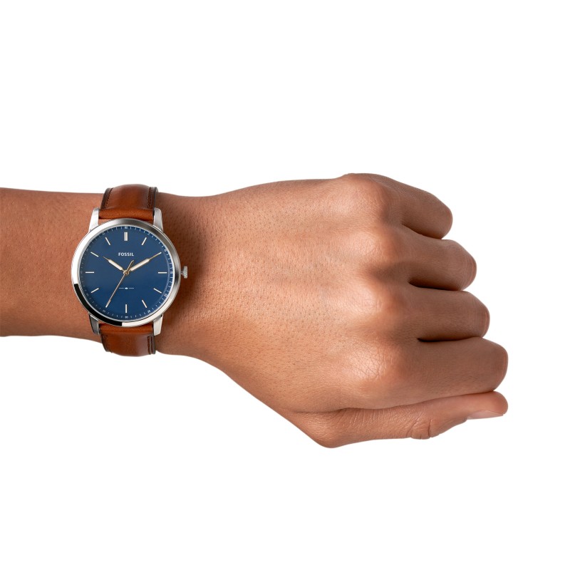 Montre analogique Fossil collection La Minimaliste bracelet cuir marron