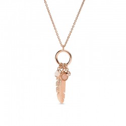 Collier acier doré rose et quartz rose