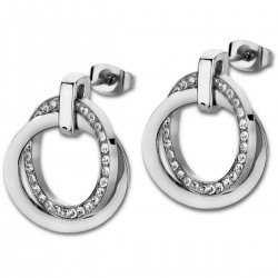 Boucles d'oreilles femme lotus style en acier couleur argent