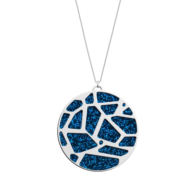 CUIR PENDENTIF LES GEORGETTES GLITTER BLEU / ABRICOT 45 MM