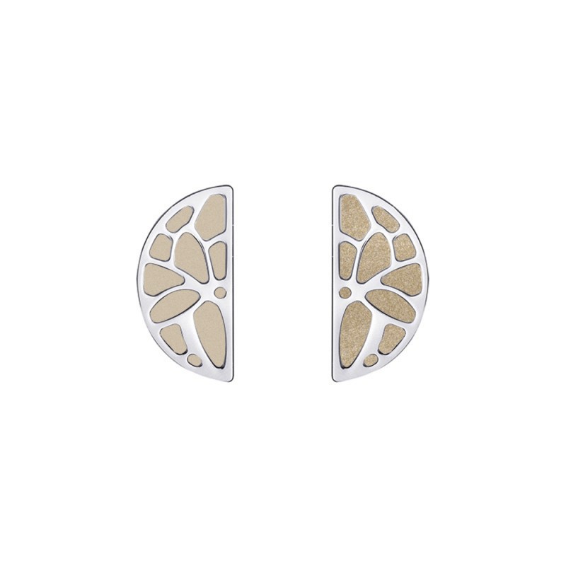 CUIR BOUCLES D'OREILLES LES GEORGETTES CREME / PAILLETTES DOREES 30MM