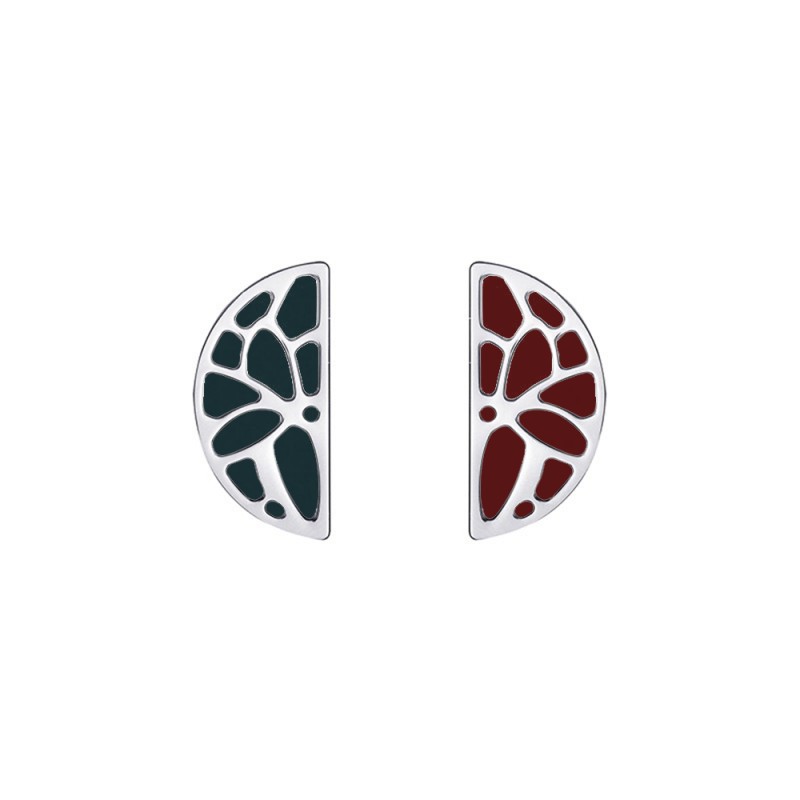 CUIR BOUCLES D'OREILLES LES GEORGETTES BLEU PETROLE / FRAMBOISE 30 MM