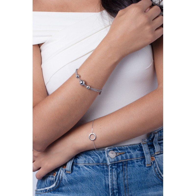 Bracelet Amporelle boules acier argenté