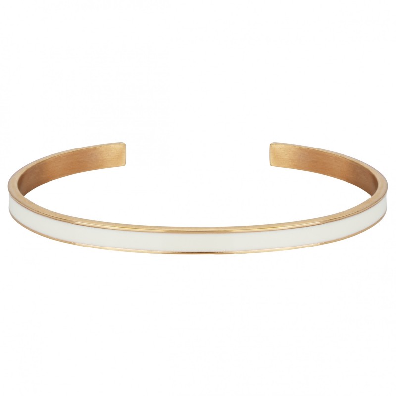 Bracelet jonc Amporelle en acier doré rose laque blanche acier doré rose
