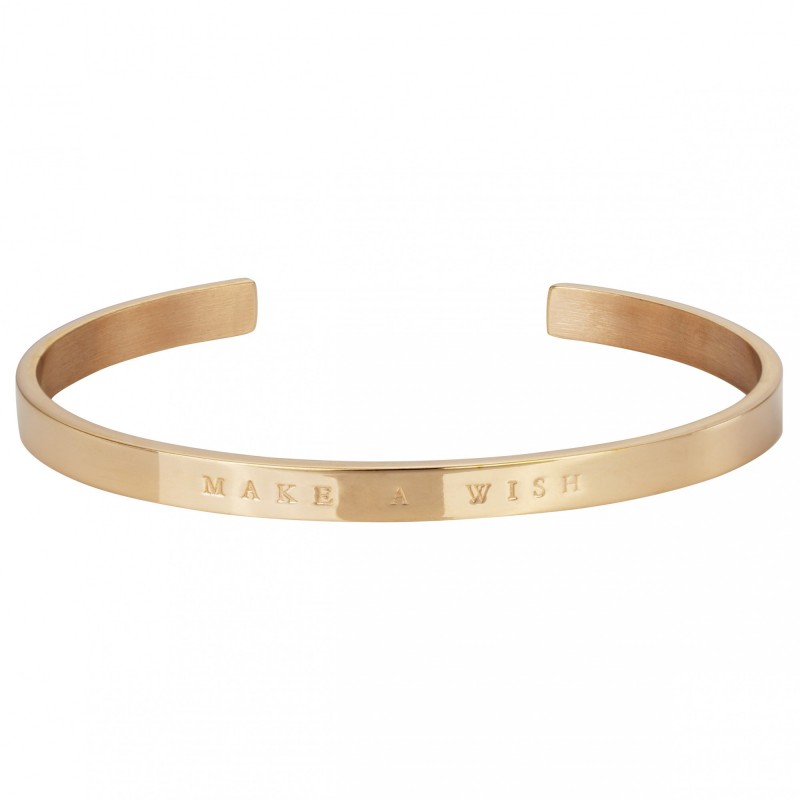 Bracelet jonc Amporelle "MAKE A WISH" acier doré rose
