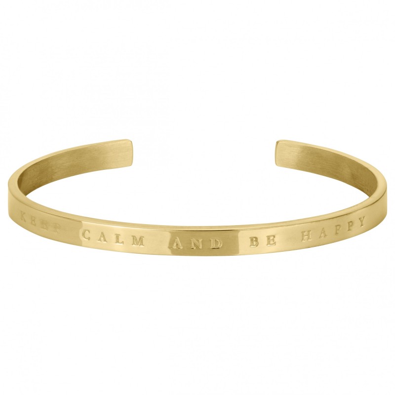 Bracelet jonc Amporelle "KEEP CALM AND BE HAPPY" acier doré