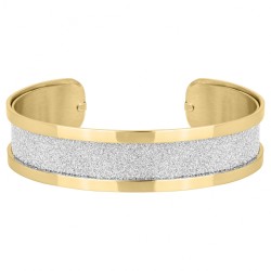 Amporelle Bracelet rigide en Acier doré glitter blanc