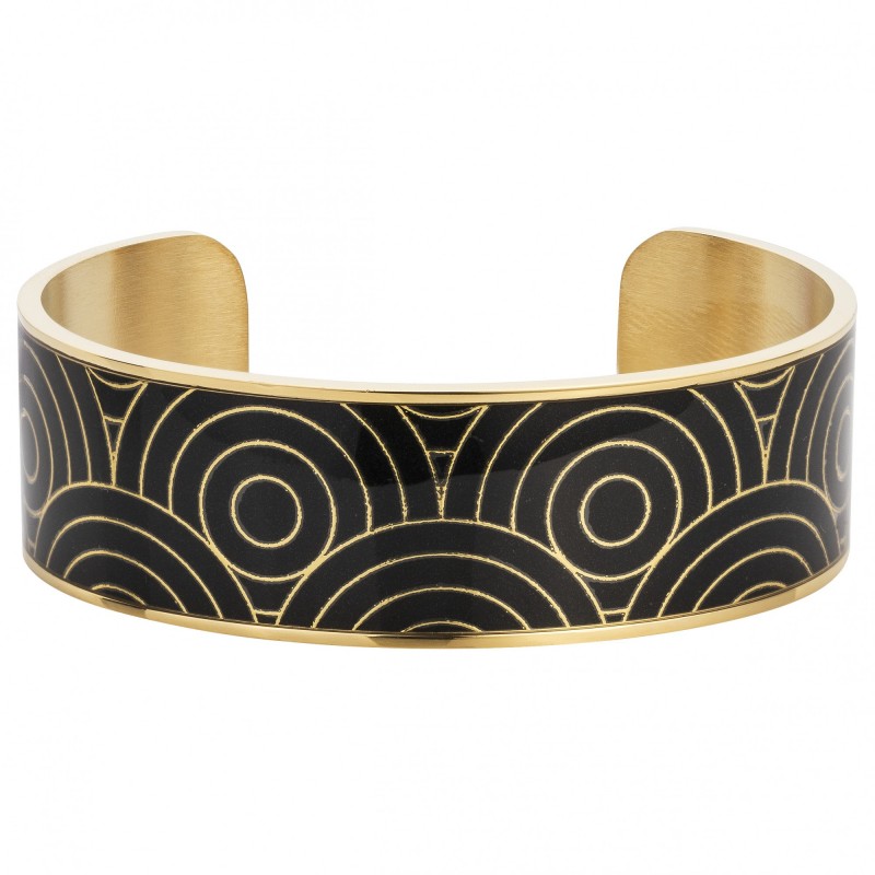 Bracelet Manchette Amporelle Imprimé géométrique Acier doré