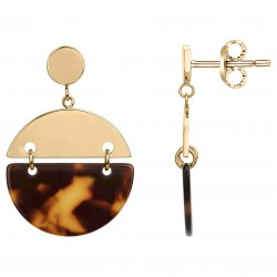 Boucles d'oreilles femme Amporelle pendantes en acier doré et acetate