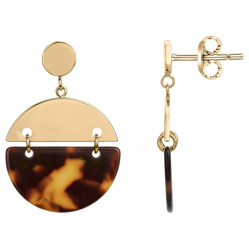 Boucles d'oreilles pendantes Amporelle acetate acier doré