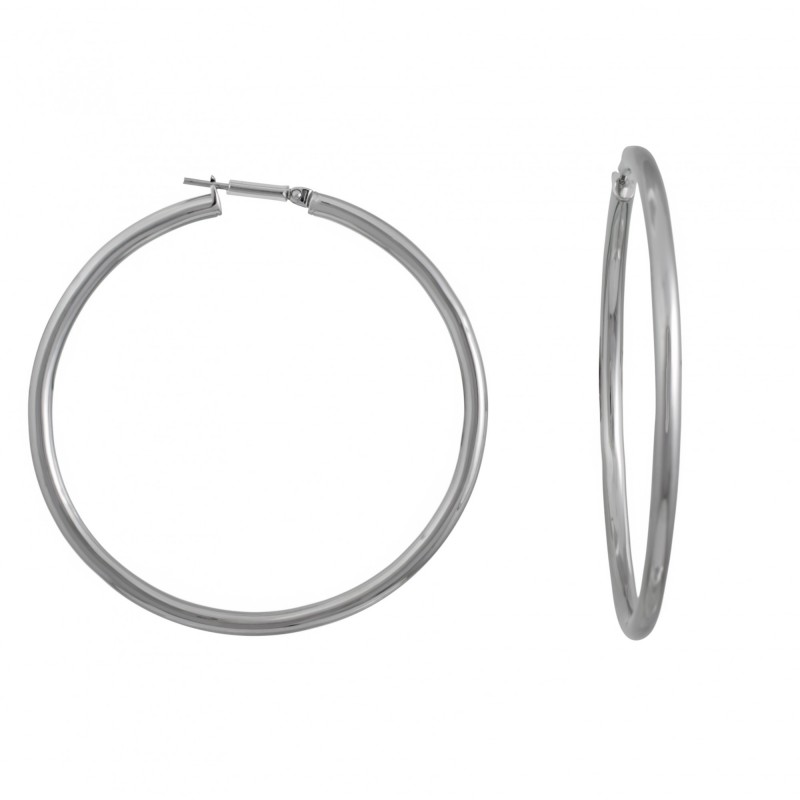 Boucles d'oreilles créoles Amporelle acier acier argenté