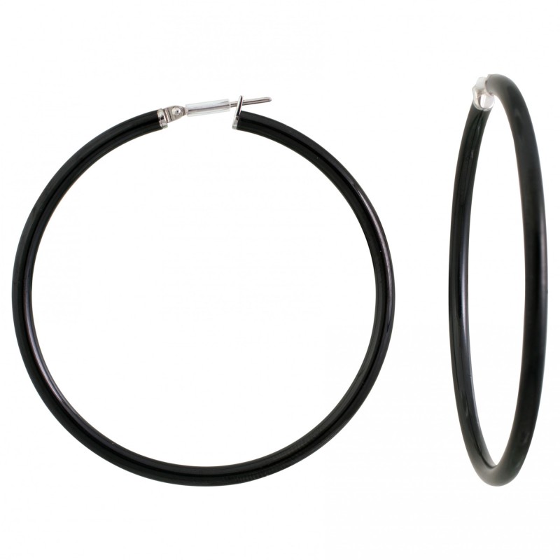 Boucles d'oreilles créoles Amporelle acier noir