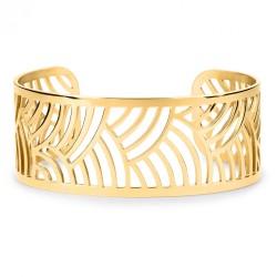 Bracelet manchette Amporelle motif ajourées en acier doré