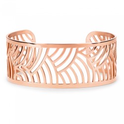 Bracelet manchette Amporelle motif ajouré en acier doré rose