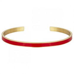Bracelet Amporelle jonc en acier doré et laque rouge