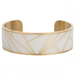 Bracelet Manchette Amporelle en Acier doré Imprimé motifs géométriques
