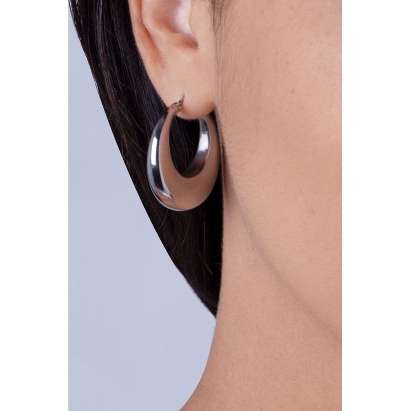 Boucles d'oreilles créoles Amporelle bombées acier argenté