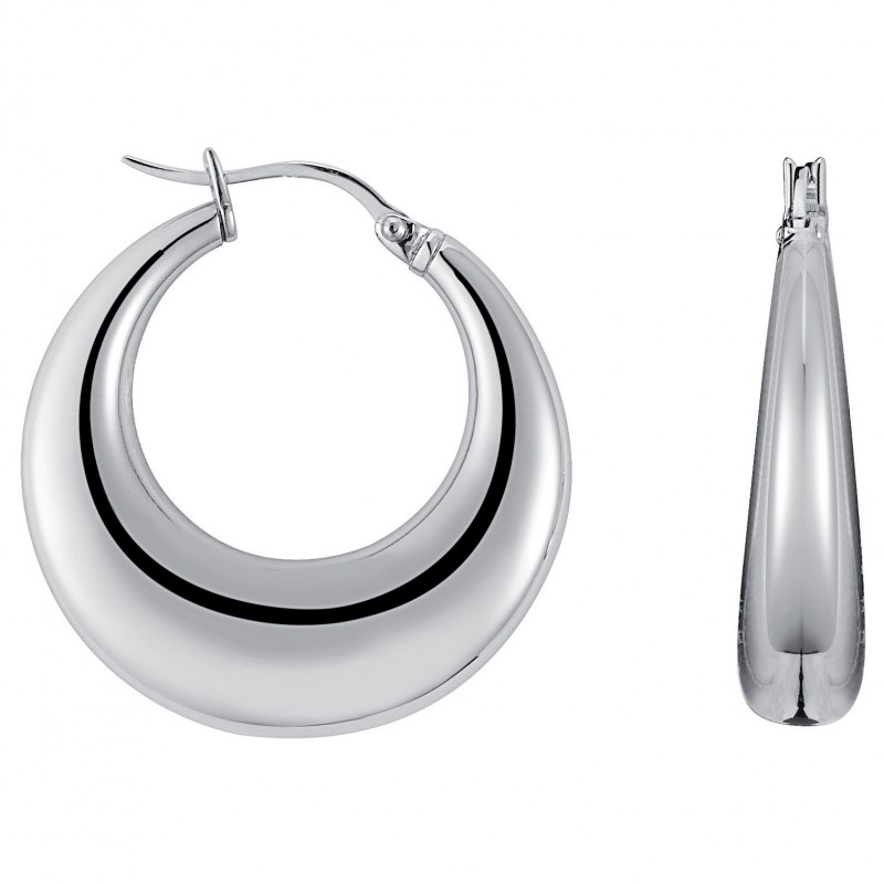 Boucles d'oreilles créoles Amporelle bombées acier argenté