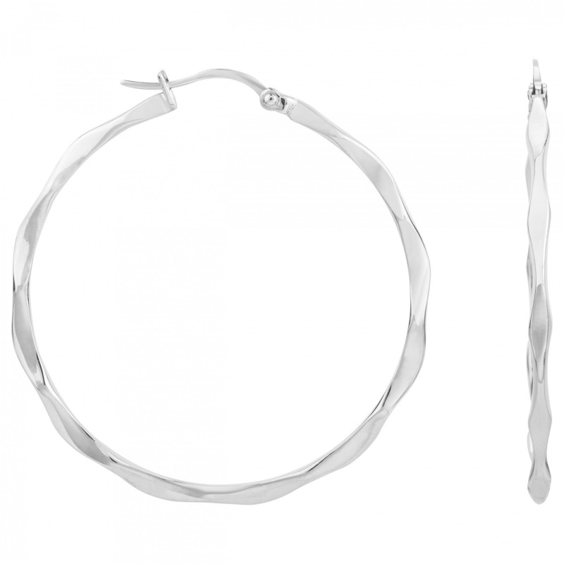 Boucles d'oreilles créoles Amporelle torsade acier argenté