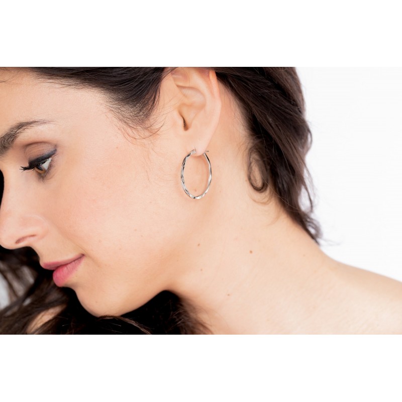 Boucles d'oreilles créoles Amporelle torsade acier