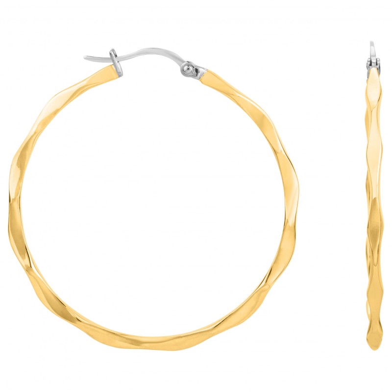 Boucles d'oreilles créoles Amporelle torsade acier doré