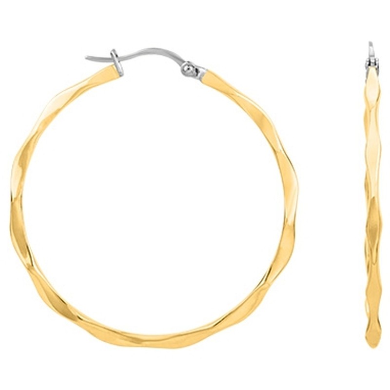 Boucles d'oreilles créoles Amporelle torsade acier doré