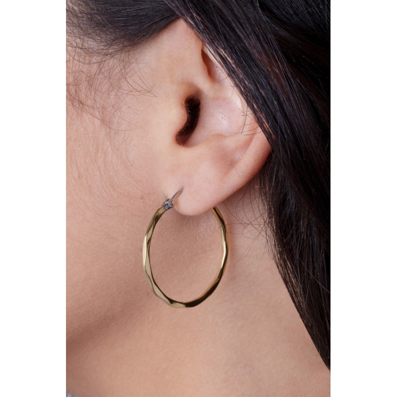 Boucles d'oreilles créoles Amporelle torsade acier doré