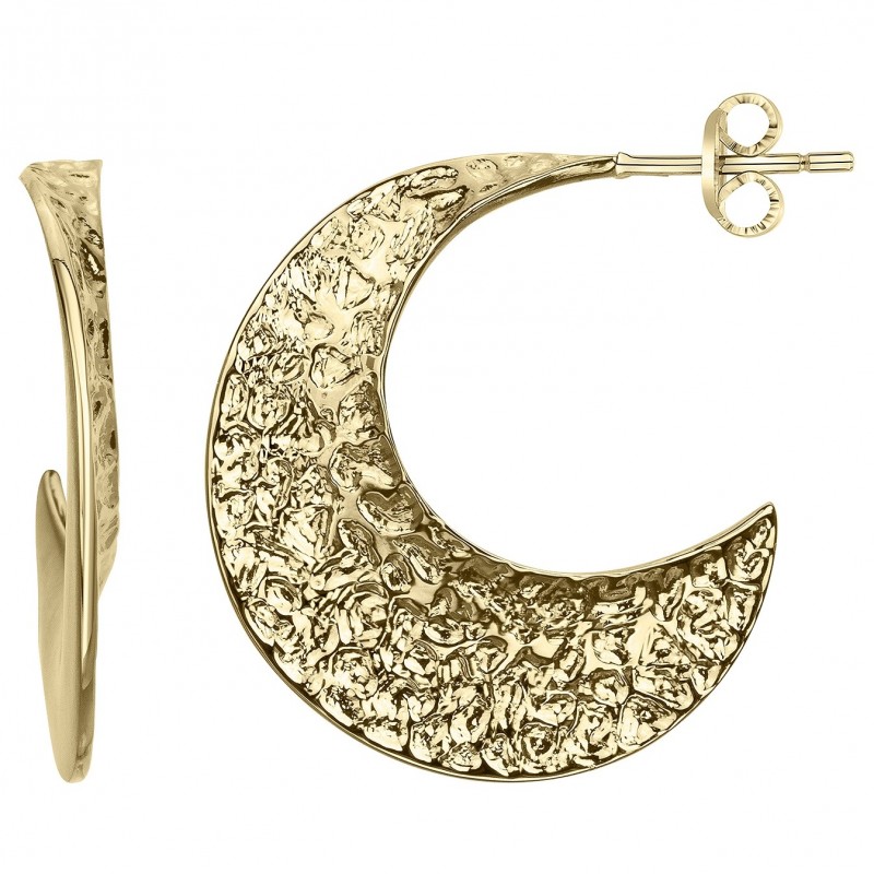Boucles d'oreilles demi-créoles Amporelle martelées acier doré
