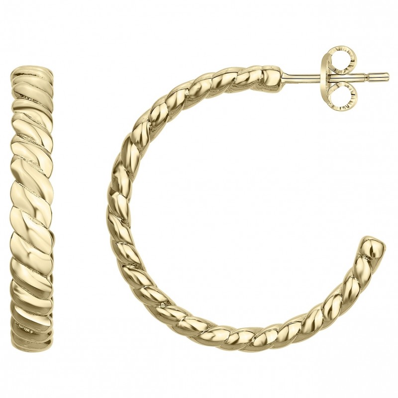 Boucles d'oreilles demi-créoles Amporelle torsade acier doré
