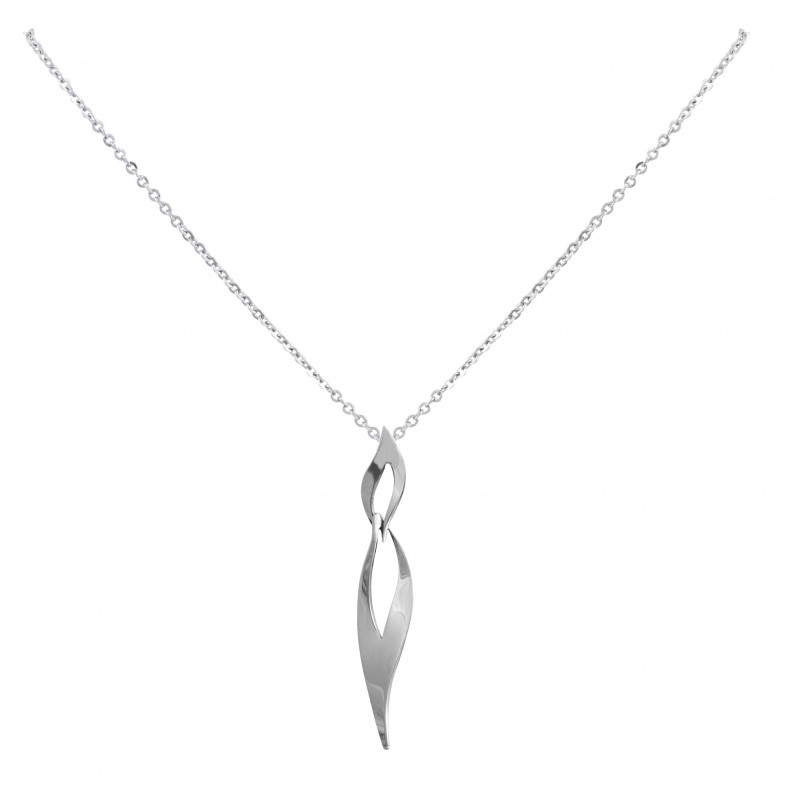 Collier Amporelle flamme stylisée acier argenté