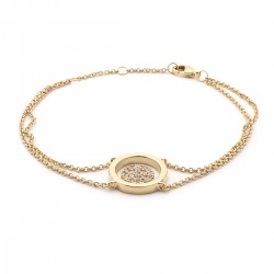 Bracelet souple Carador double chaînes avec cercles enlacés en plaqué or