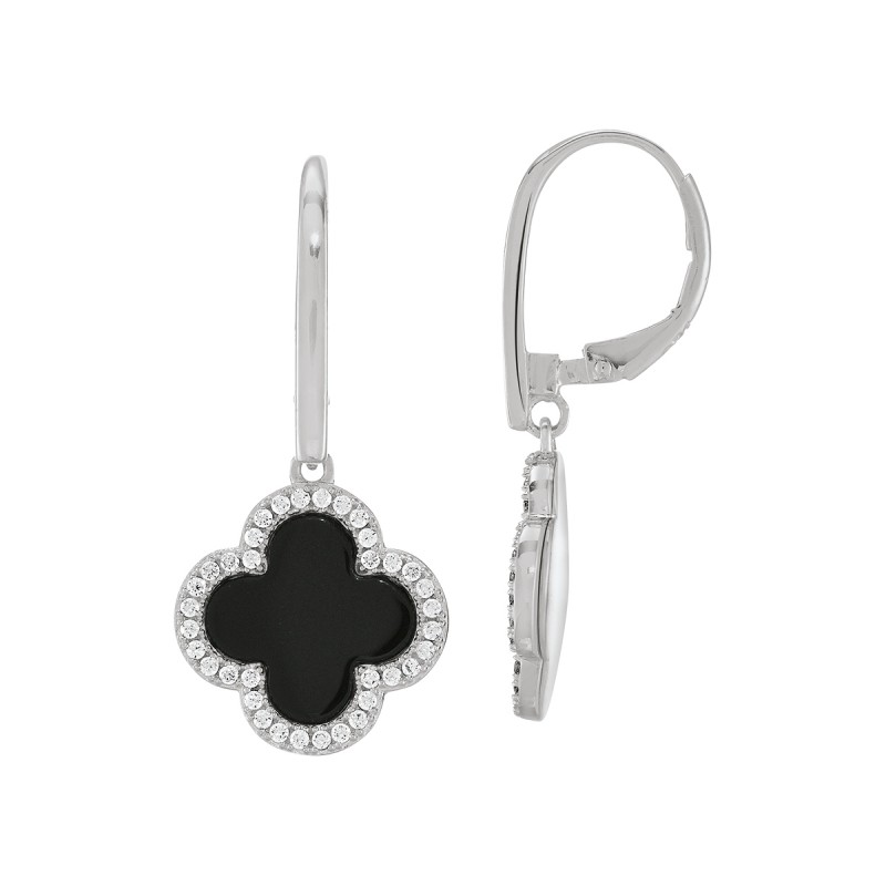 Boucles d'oreilles dormeuses CHARLES GARNIER collection Légende trèfle argent
