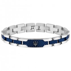 Bracelet Homme Maserati acier couleur argent et bleue