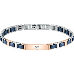 Bracelet Homme Maserati acier bicolore et céramique bleue