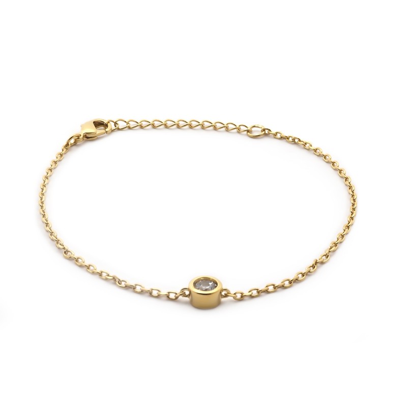 Bracelet sur cordon et oxyde de zirconium serti en plaqué or | Dia