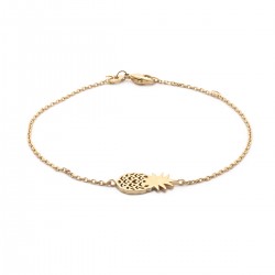 Bracelet souple Carador collection Happy motif ananas plaqué or