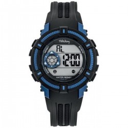 Montre Enfant Tekday Bracelet et Boitier en Silicone Noir et Bleu