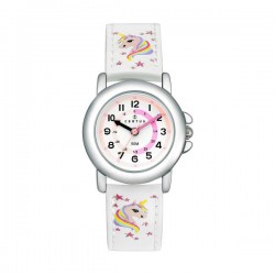 Montre Junior Certus en Silicone Blanc Boitier en Acier Argenté