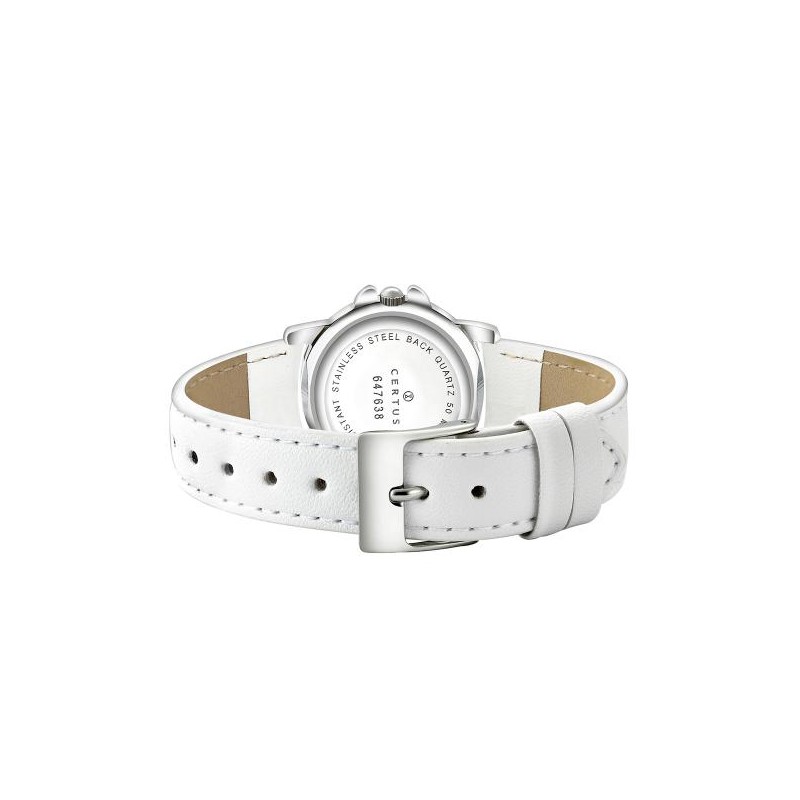 Montre analogique Certus Junior licornes bracelet cuir blanc
