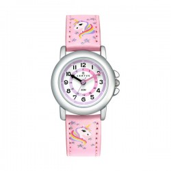 Montre Junior Certus en Silicone Rose Boitier en Acier Argenté