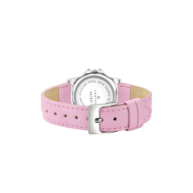 Montre analogique Certus licornes bracelet cuir rose