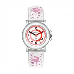 Montre Certus en Cuir Blanc Motif Danseuses Cadran Pédagogique