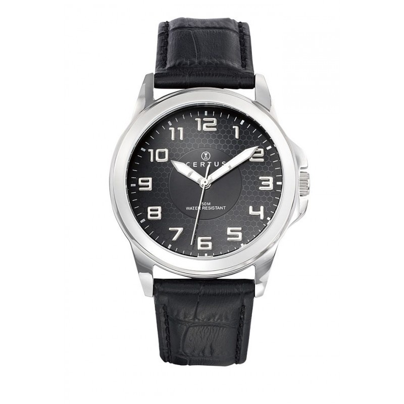 Montre analogique Certus bracelet cuir noir
