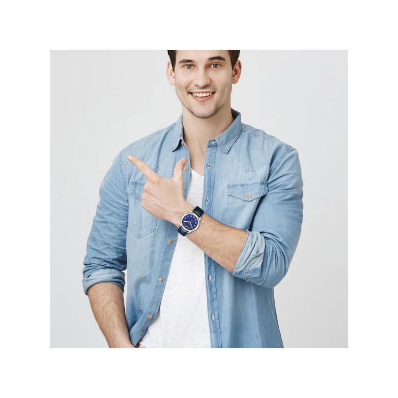 Montre analogique Certus bracelet cuir bleu