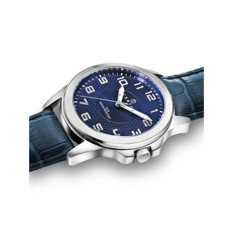 Montre analogique Certus bracelet cuir bleu