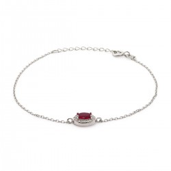 Bracelet Femme Carador style Joaillerie argent 925/000, oxydes de zirconium et verre rouge