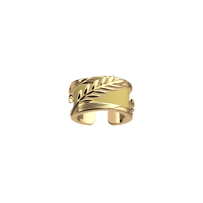 CUIR BAGUE LES GEORGETTES JAUNE CITRONNE / BLE DORE 12MM